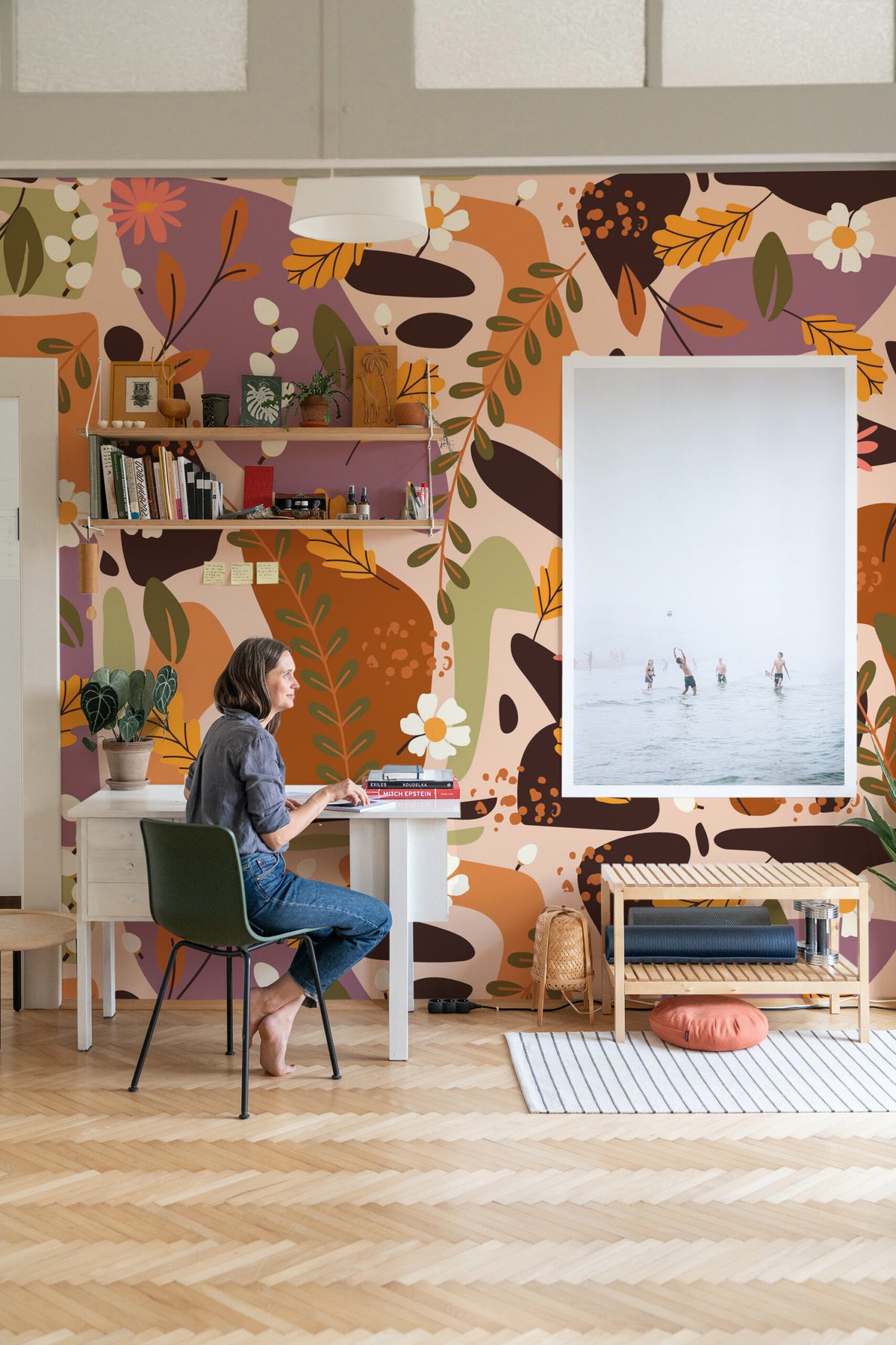 Fleurs d'argile · papier peint panoramique bohème