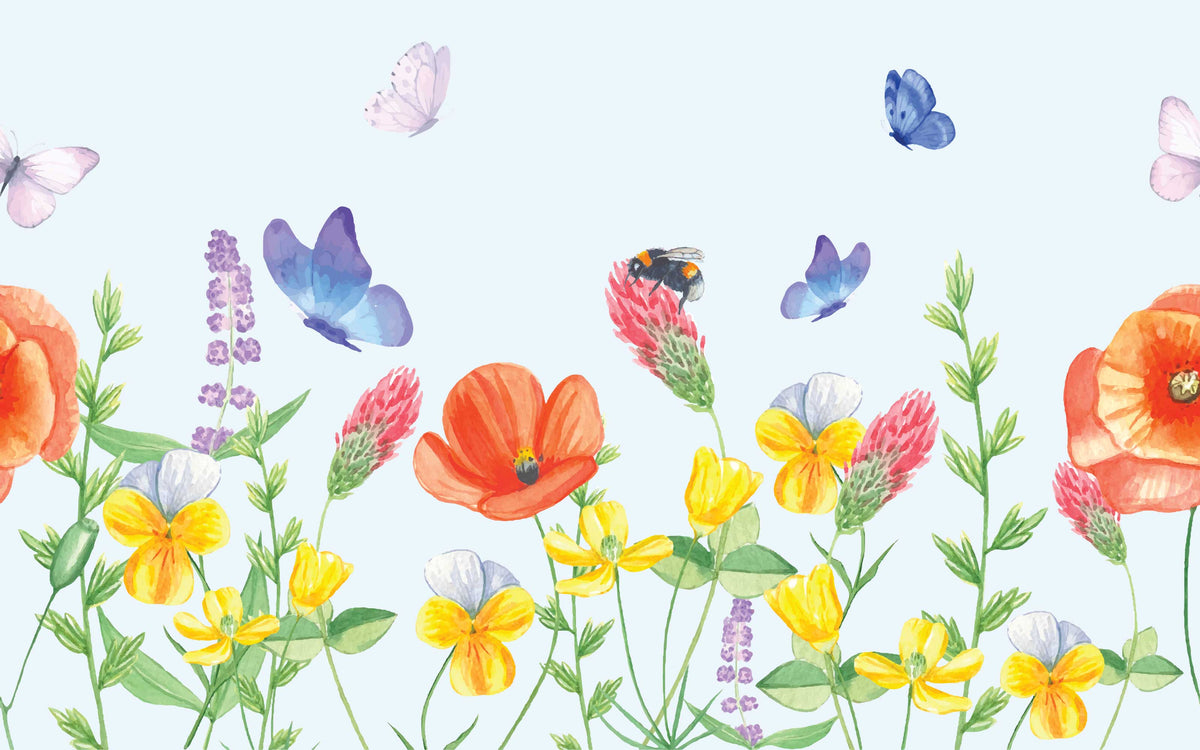 Papier peint panoramique Fleurs de lavis : le décor à plat