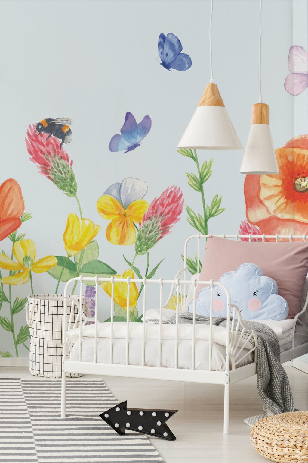 Fleurs de lavis · papier peint panoramique fleurs