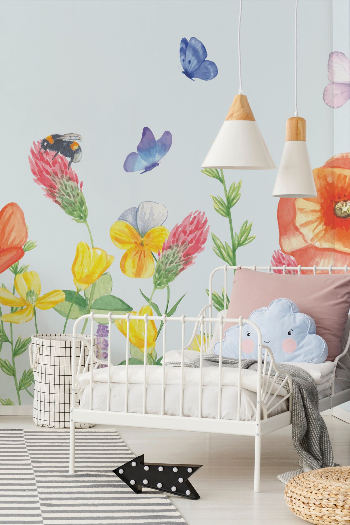 Fleurs de lavis · papier peint panoramique fleurs
