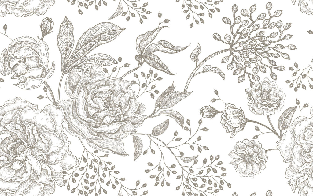 Papier peint panoramique Floraison ancienne : le décor à plat