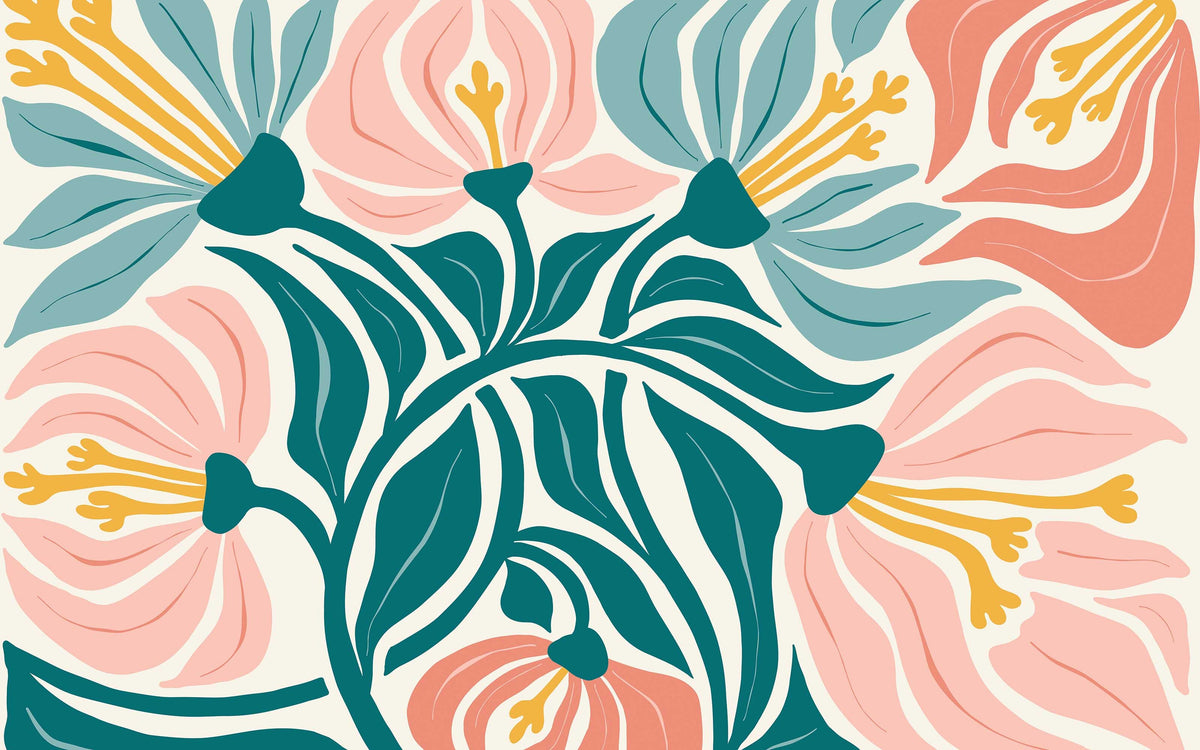 Papier peint panoramique Fleurs géantes : le décor à plat