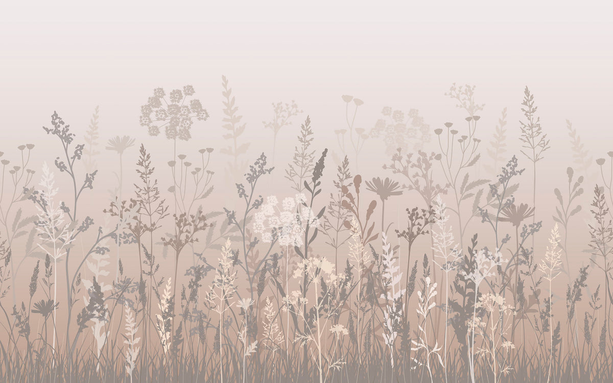 Papier peint panoramique Prairie nacrée : le décor à plat