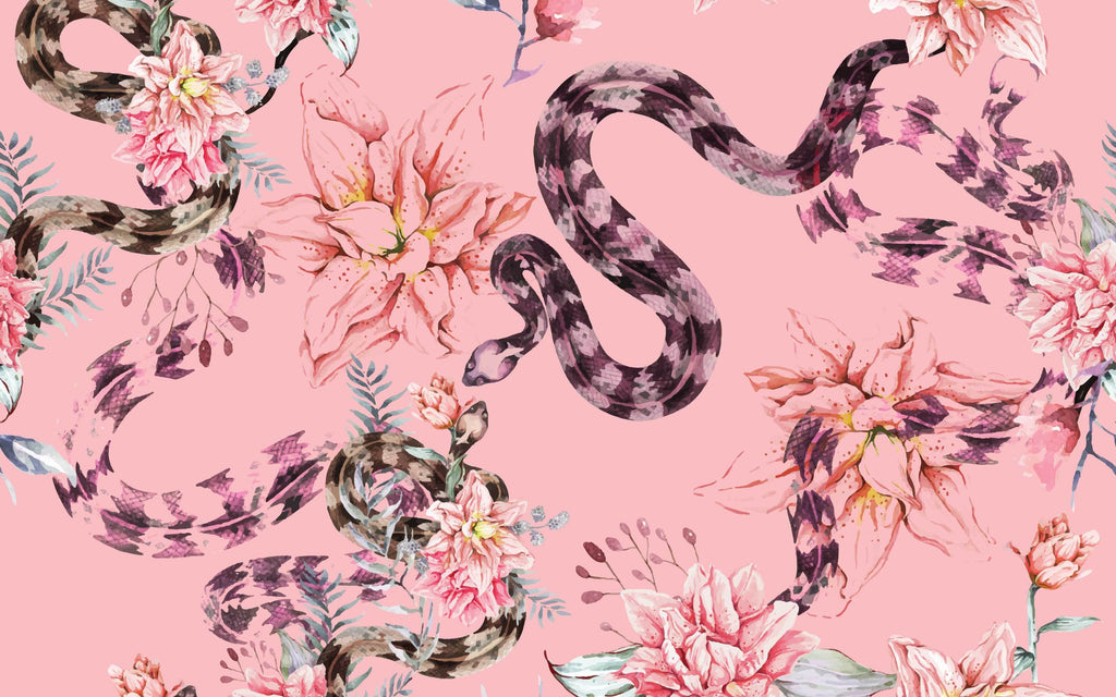 Papier peint panoramique Serpents et corolles : le décor à plat