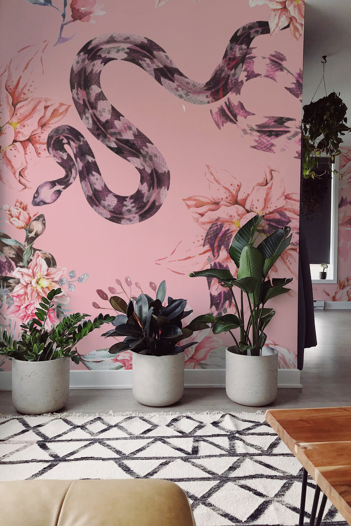 Serpents et corolles · papier peint panoramique fleurs