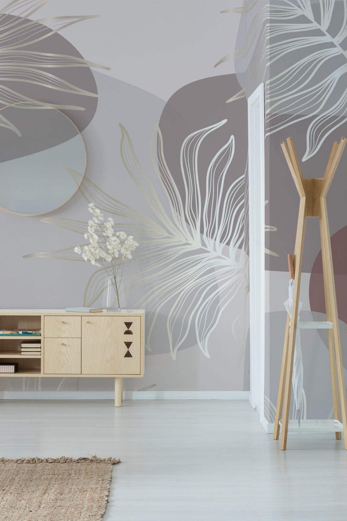 Floraison rosée · papier peint panoramique art déco