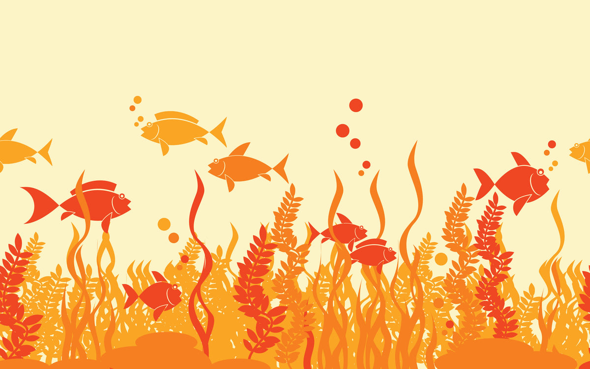 Papier peint panoramique Aquarium orange : le décor à plat