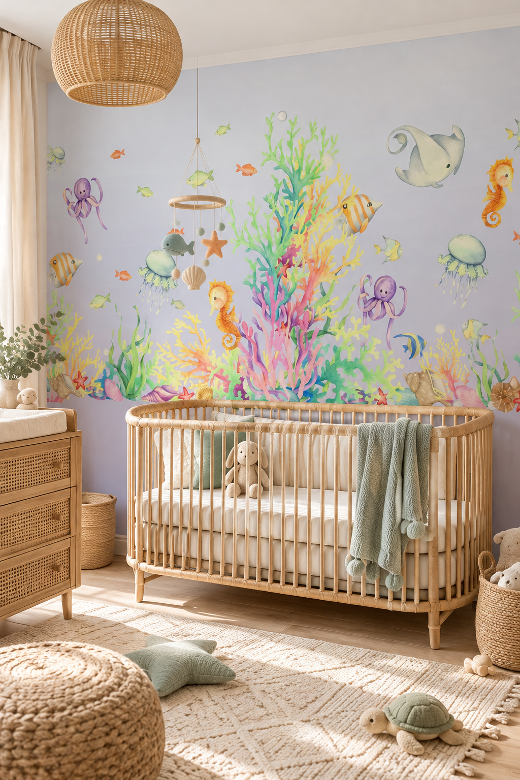Compagnons des récifs, papier peint panoramique dans une chambre d'enfant : visuel d'ambiance illustratif