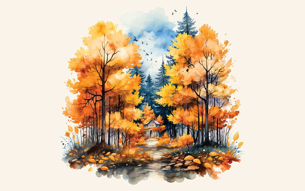 Papier peint panoramique Forêt de cuivre : le décor à plat