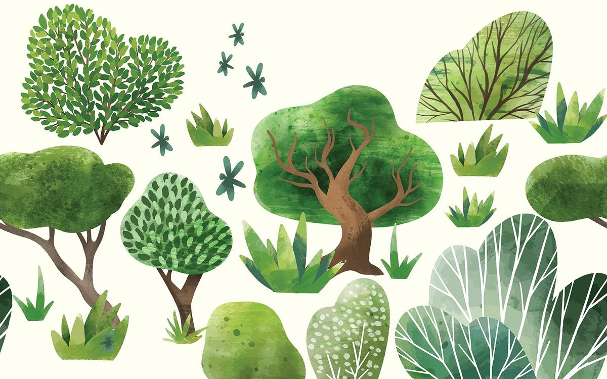 Papier peint panoramique Forêt dense : le décor à plat