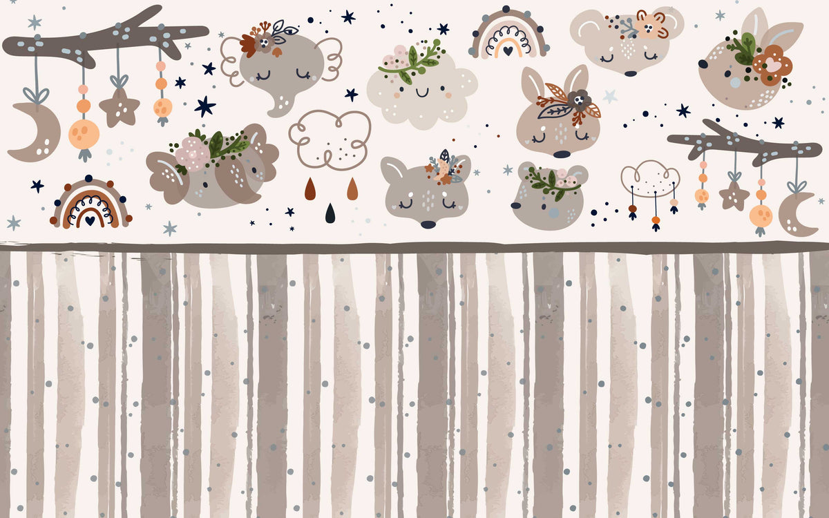 Papier peint panoramique Habitants des bois : le décor à plat