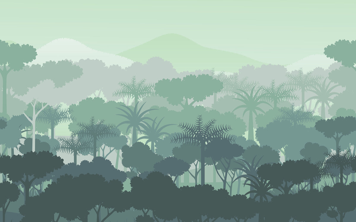 Papier peint panoramique Verdure tropicale : le décor à plat
