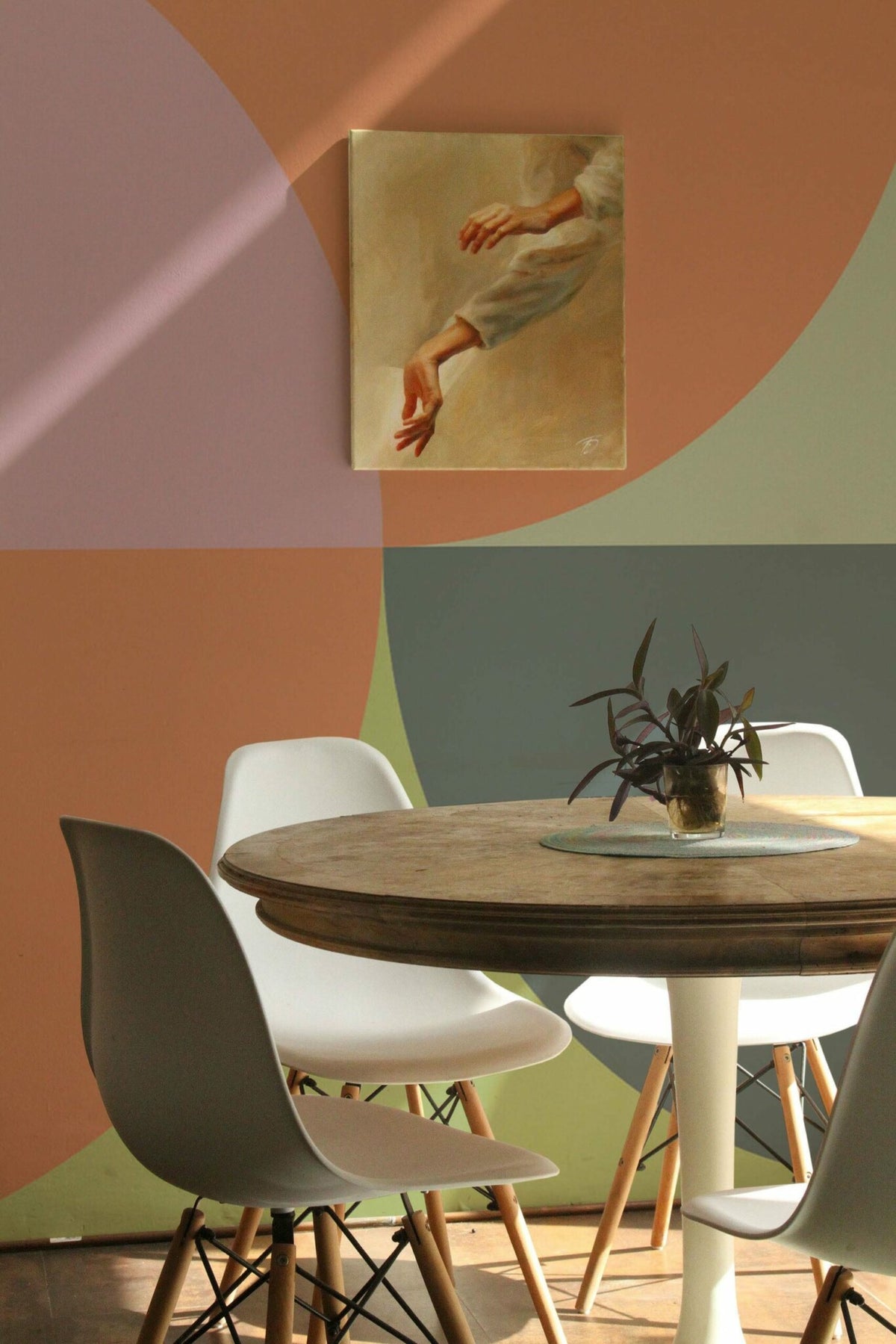 Formes olive et terracotta · papier peint panoramique, vue 4