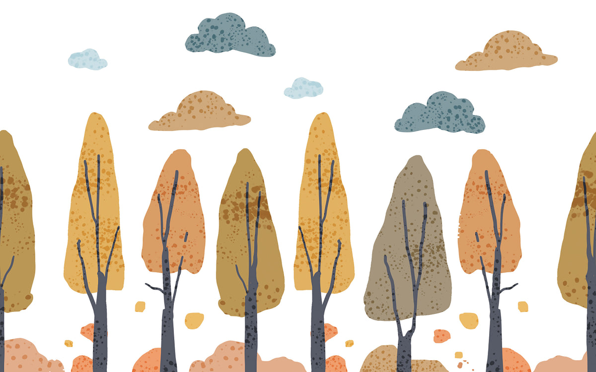 Papier peint panoramique Futaie d'automne : le décor à plat