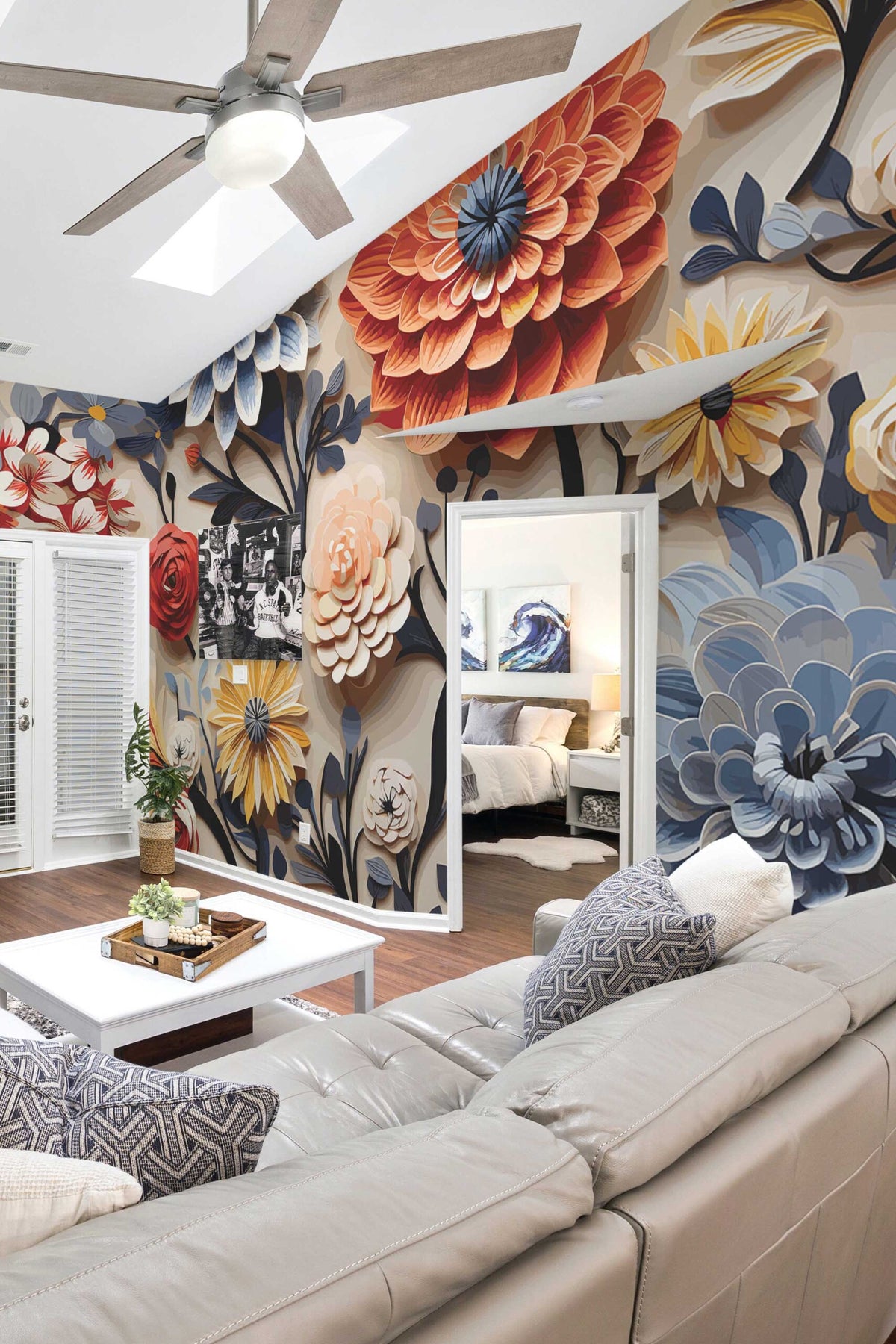 Grandes fleurs en volume · papier peint panoramique fleurs