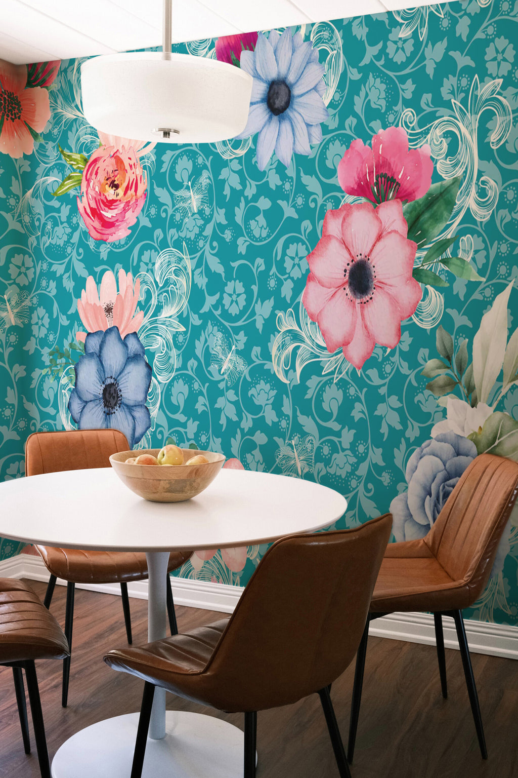Jardin baroque turquoise · papier peint panoramique, vue 4