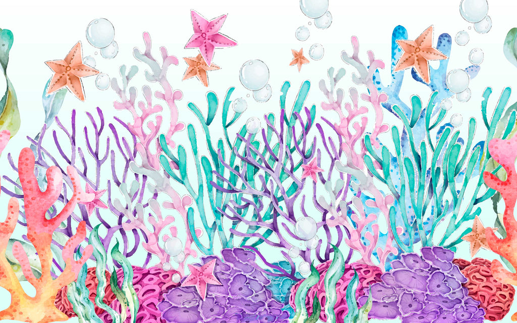 Papier peint panoramique Jardin de corail : le décor à plat