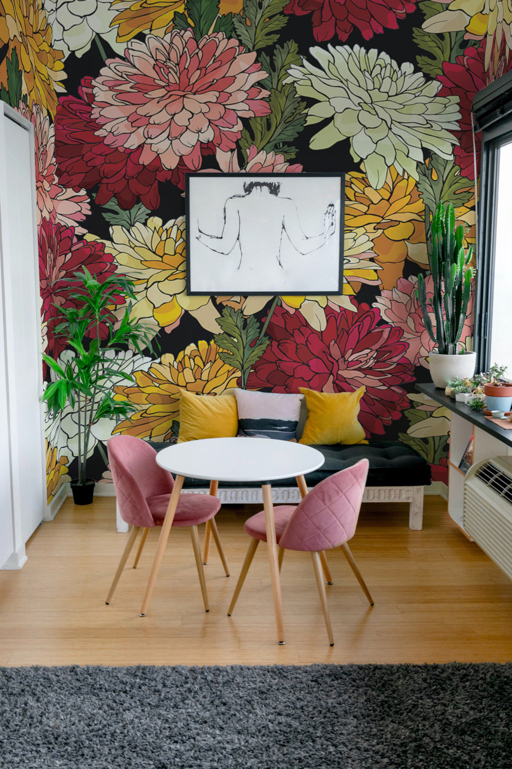Jardin sur fond sombre · papier peint panoramique, vue 4