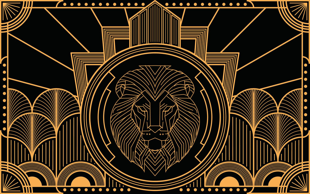 Papier peint panoramique Lion or et noir : le décor à plat