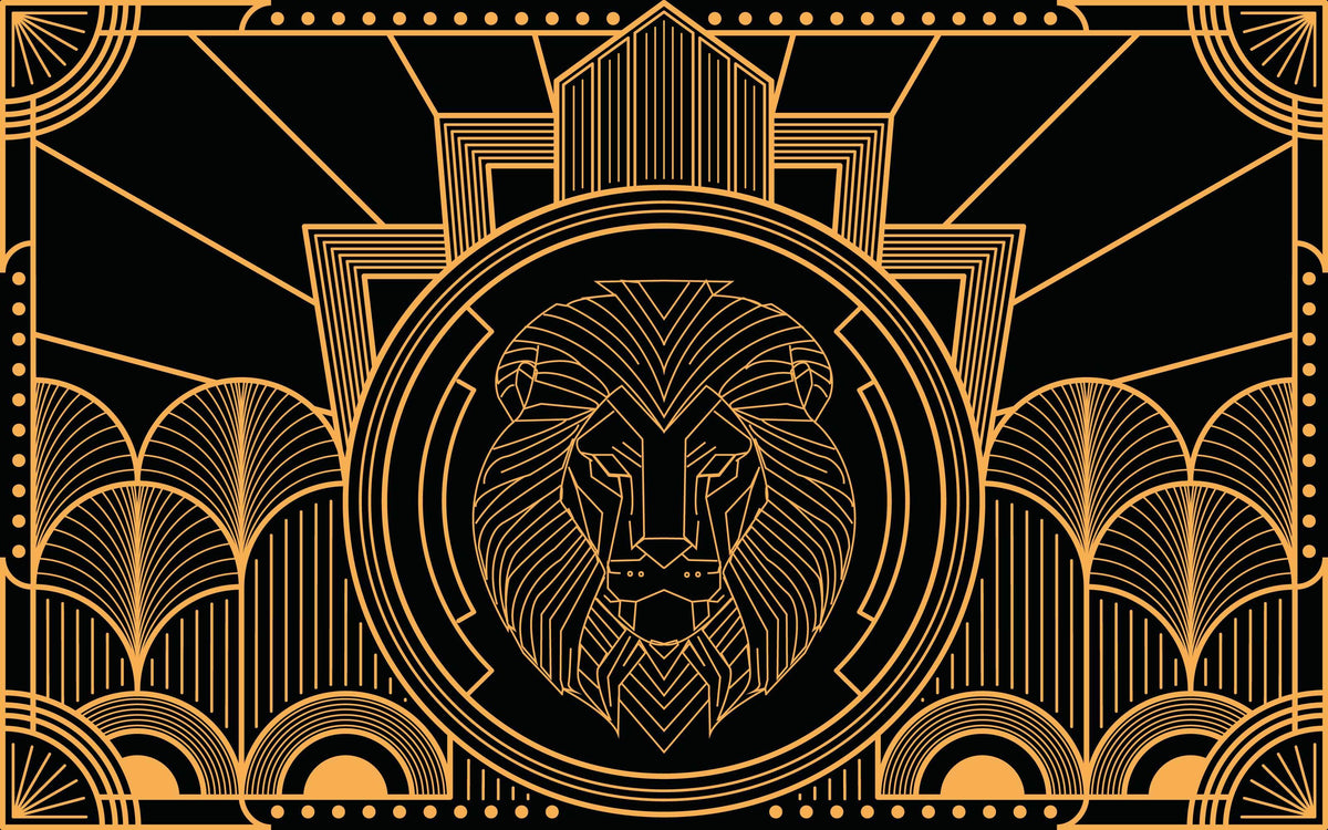 Papier peint panoramique Lion or et noir : le décor à plat