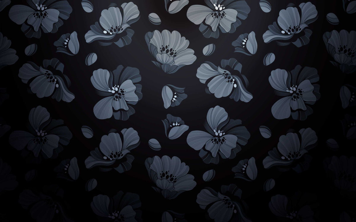 Papier peint panoramique Marguerites bleutées : le décor à plat