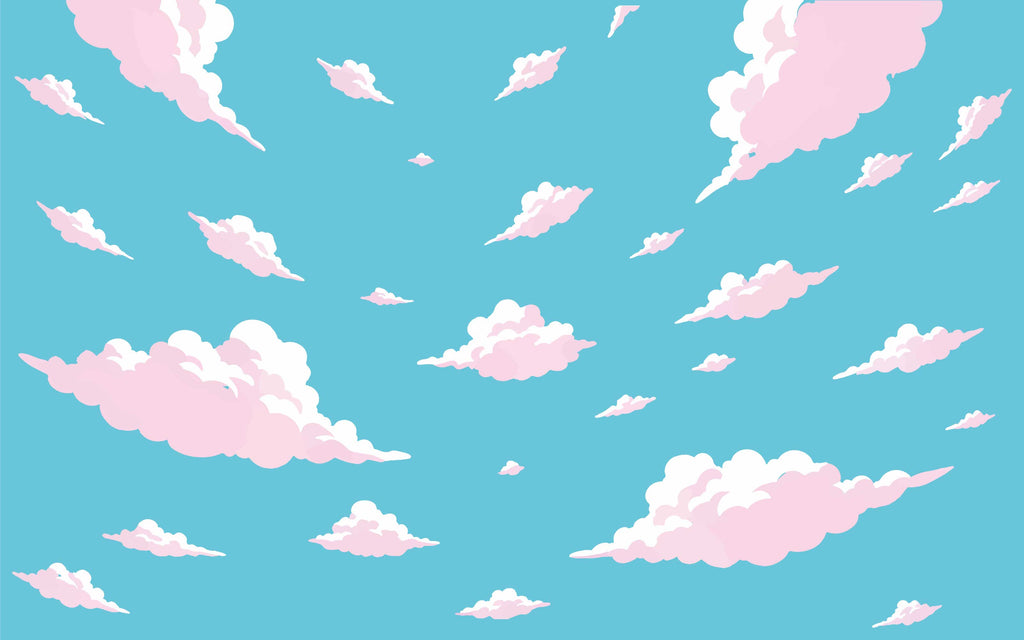 Papier peint panoramique Nuages de sucre : le décor à plat