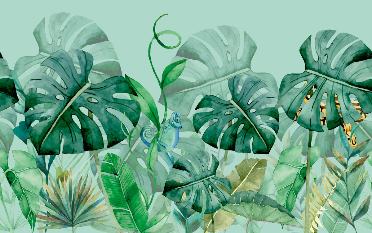 Papier peint panoramique Oasis verte : le décor à plat