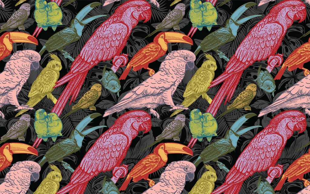 Papier peint panoramique Oiseaux de paradis : le décor à plat