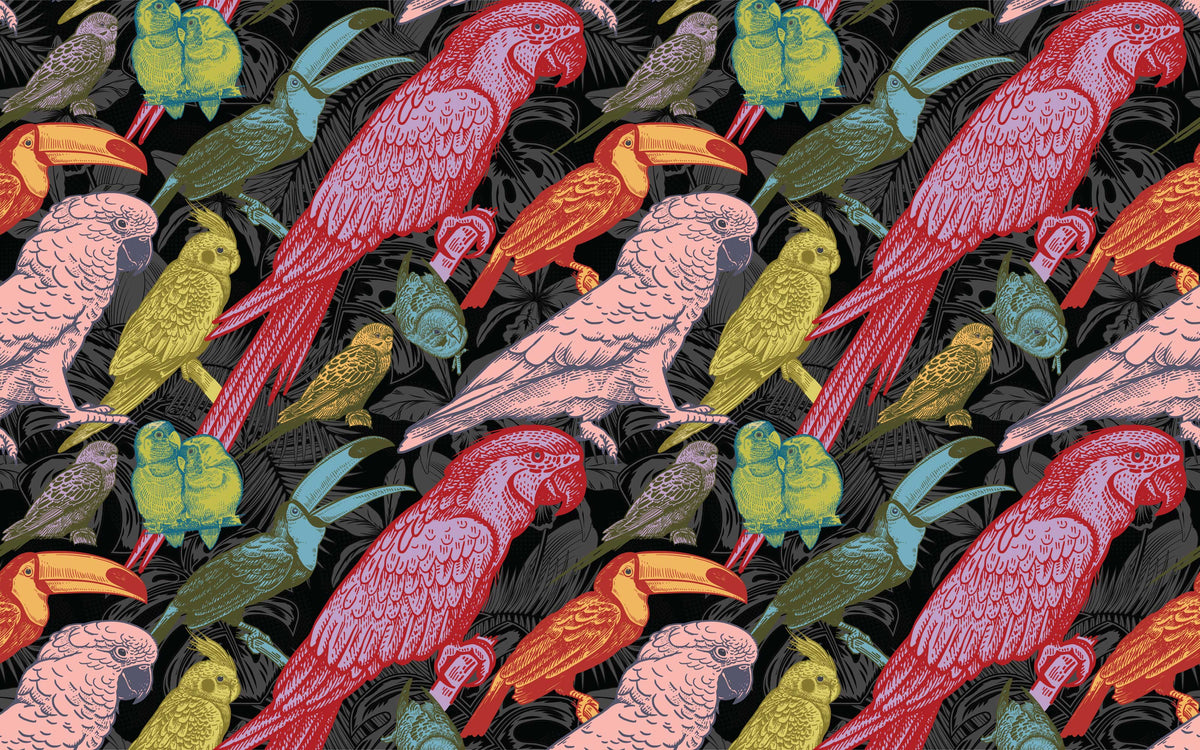 Papier peint panoramique Oiseaux de paradis : le décor à plat