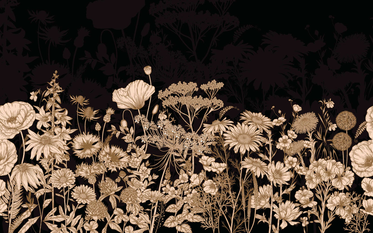 Papier peint panoramique Prairie de minuit : le décor à plat