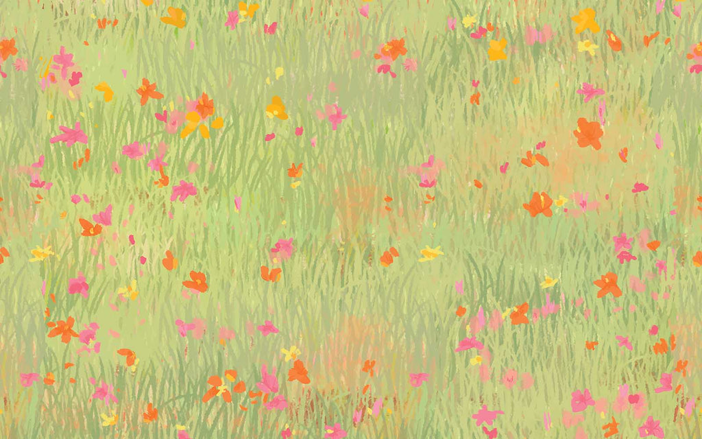 Papier peint panoramique Pré de coquelicots : le décor à plat