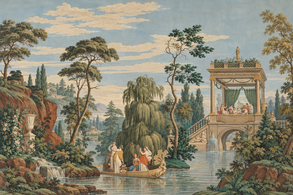 Papier peint panoramique Promenade en barque : le décor à plat
