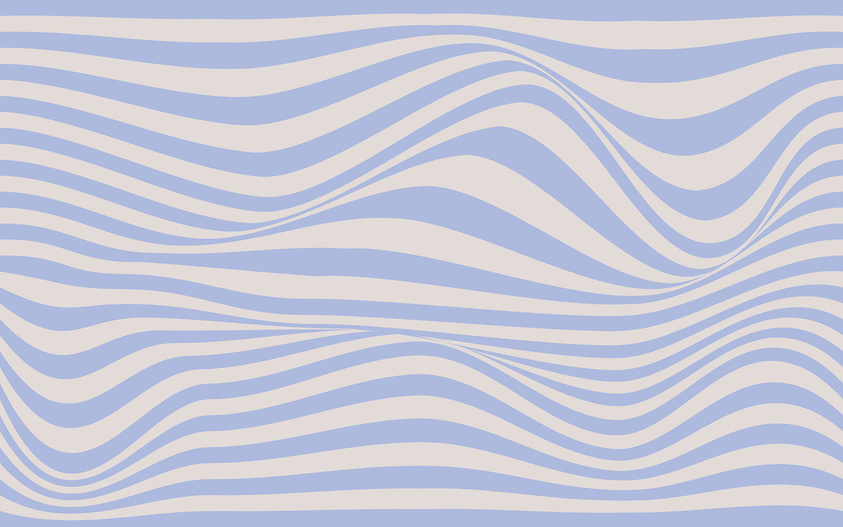 Papier peint panoramique Rayures ondulées bleues : le décor à plat