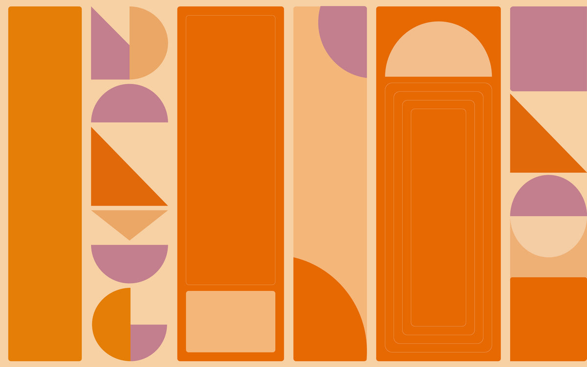 Papier peint panoramique Colonnes orangées : le décor à plat