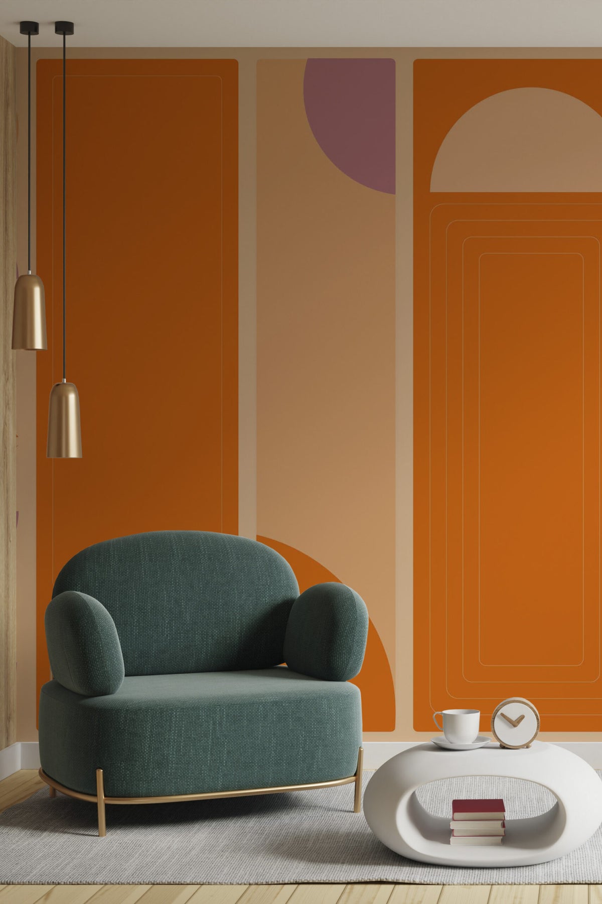Colonnes orangées · papier peint panoramique, vue 4