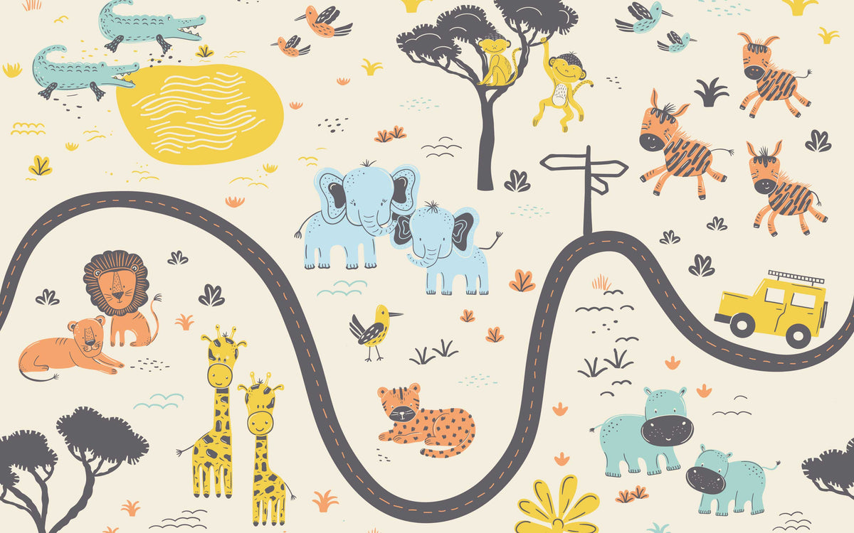 Papier peint panoramique Cap sur la savane : le décor à plat