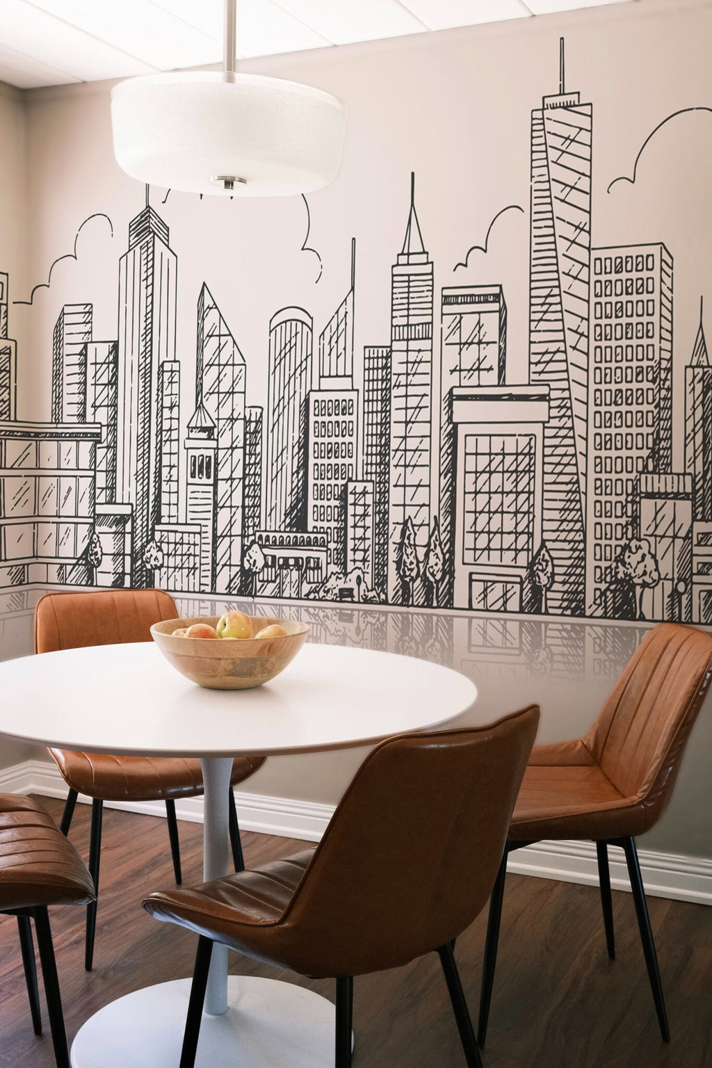 Skyline au crayon · papier peint panoramique ville