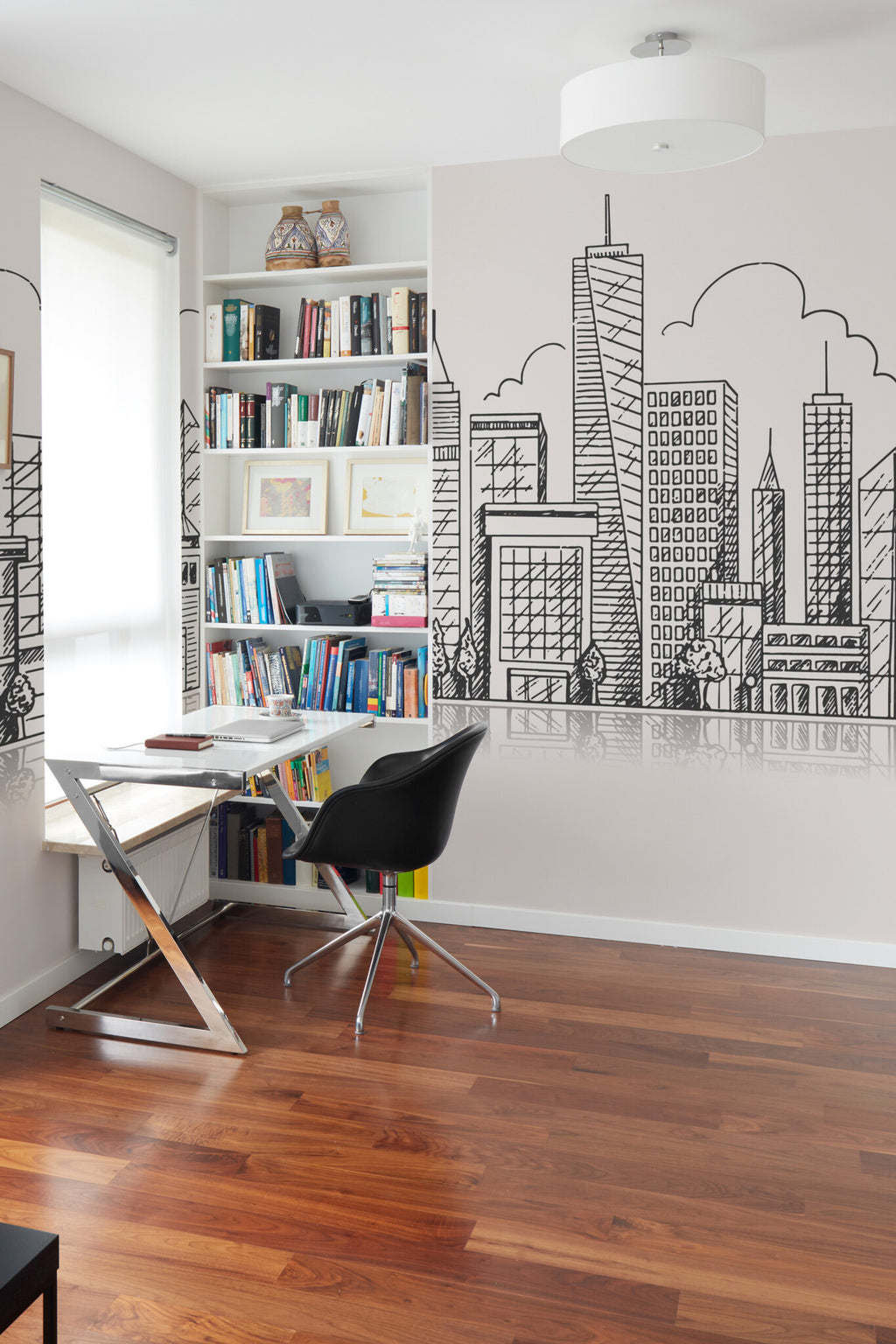 Skyline au crayon · papier peint panoramique, vue 3