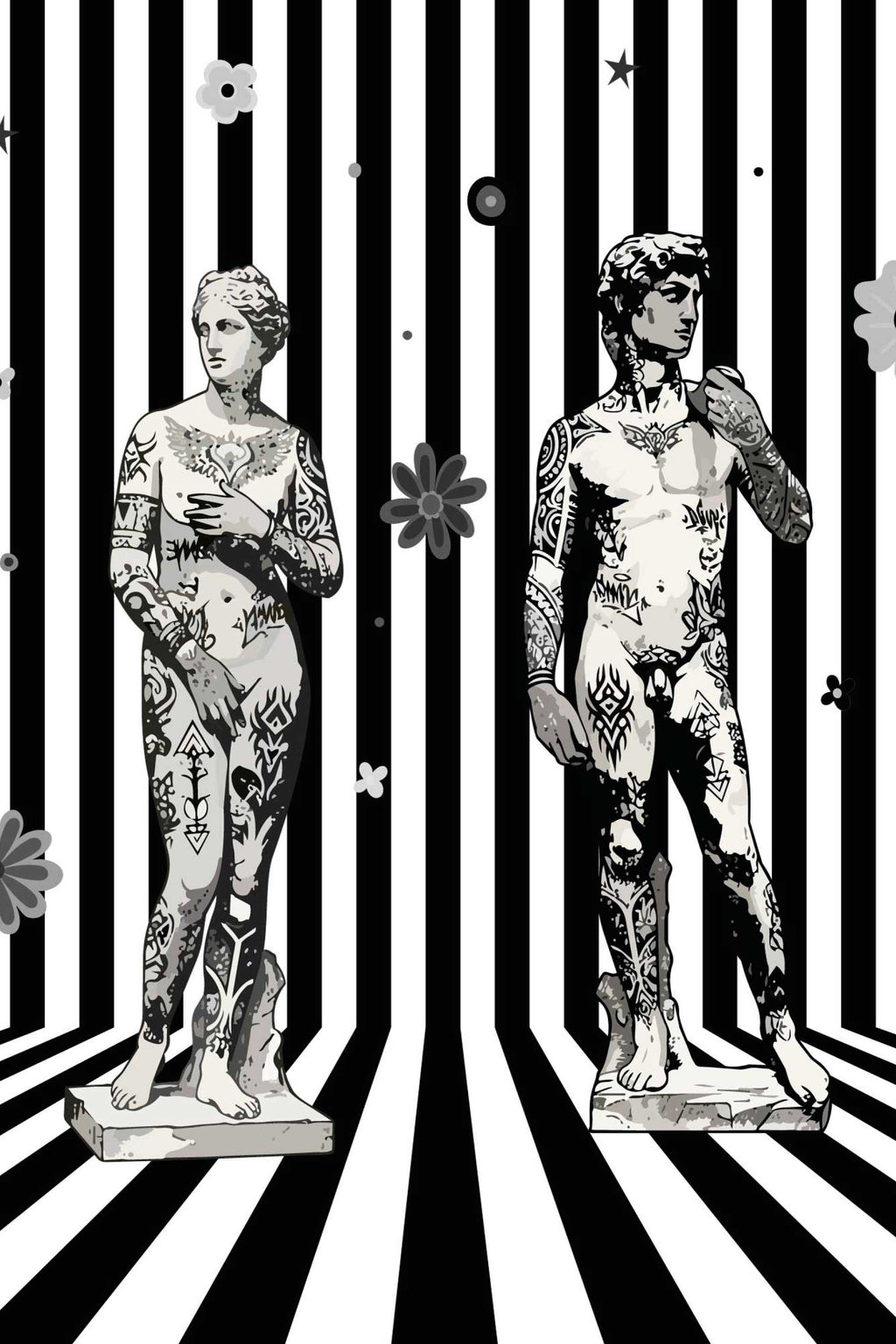 Statues à l'encre · papier peint panoramique, vue 2