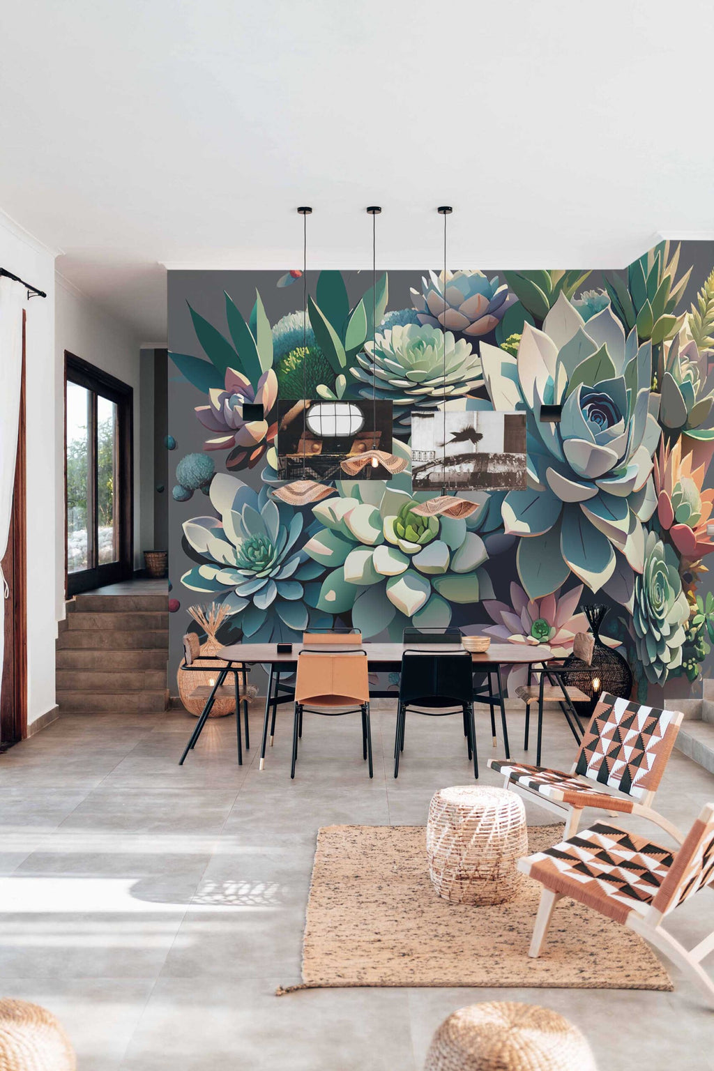 Succulentes en relief · papier peint panoramique succulentes