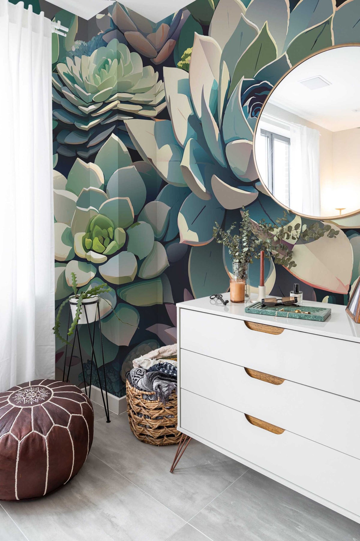 Succulentes en relief · papier peint panoramique, vue 4