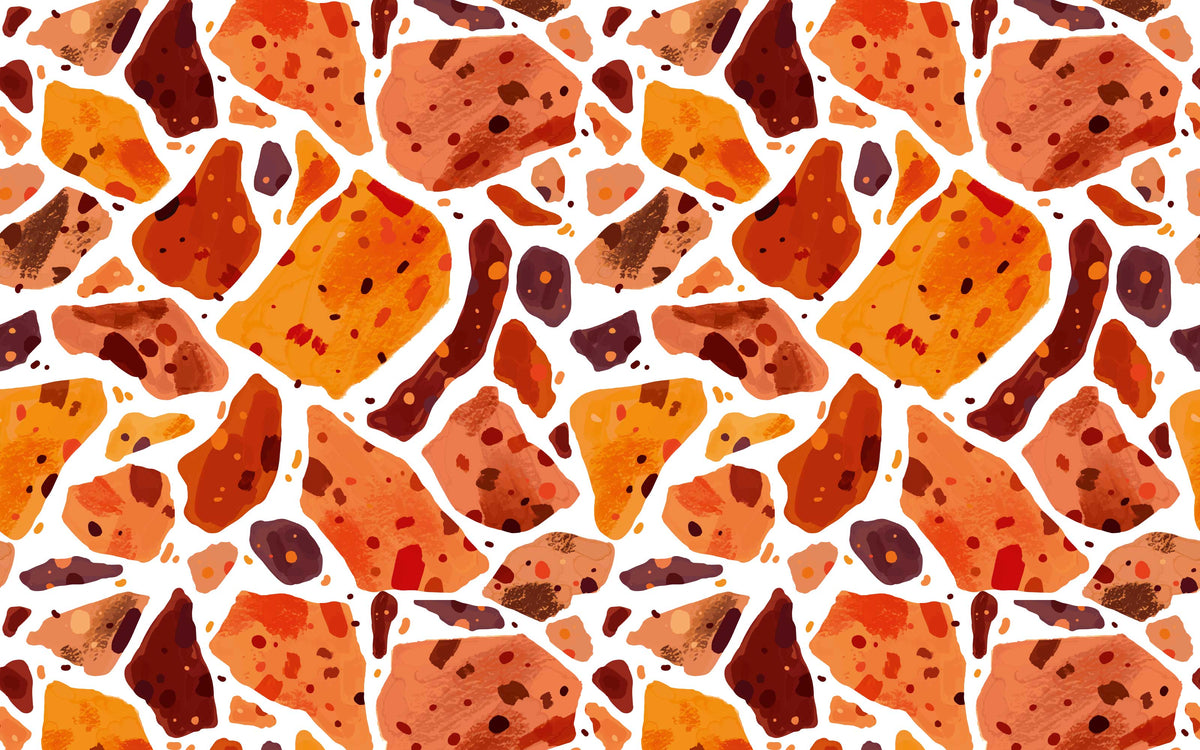 Papier peint panoramique Terrazzo ambré : le décor à plat