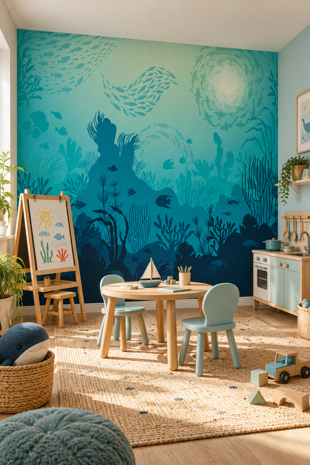 Tigre royal, papier peint panoramique dans un salon : visuel d'ambiance illustratif