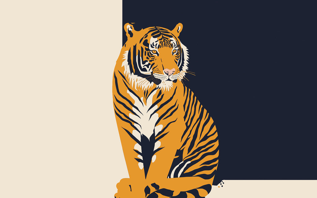 Papier peint panoramique Tigre royal : le décor à plat
