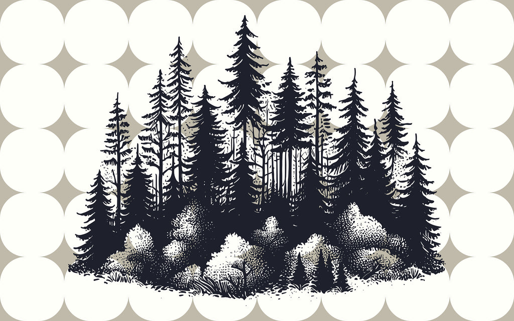Papier peint panoramique Troncs graphiques : le décor à plat