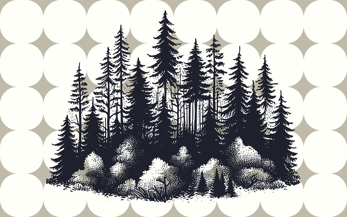 Papier peint panoramique Troncs graphiques : le décor à plat