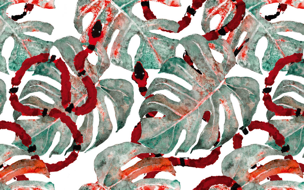 Papier peint panoramique Lianes et serpents : le décor à plat