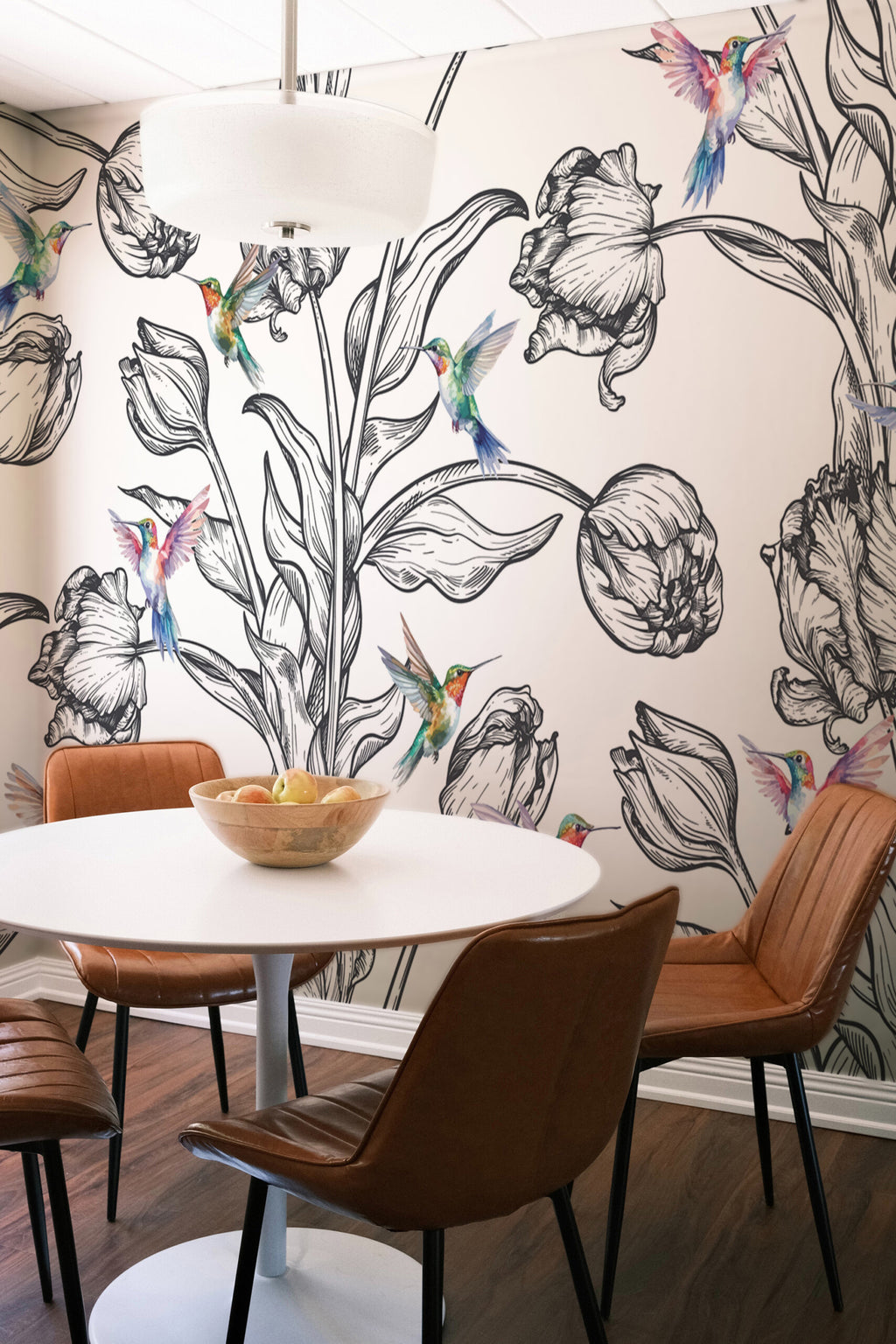 Tulipes et colibris · papier peint panoramique, vue 3