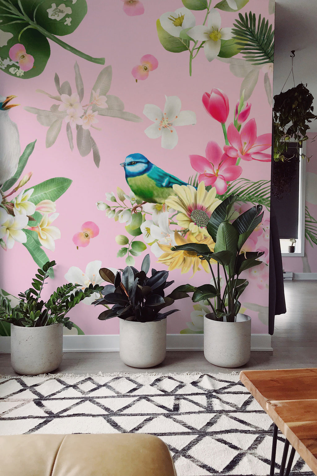 Volière en fleurs · papier peint panoramique, vue 3