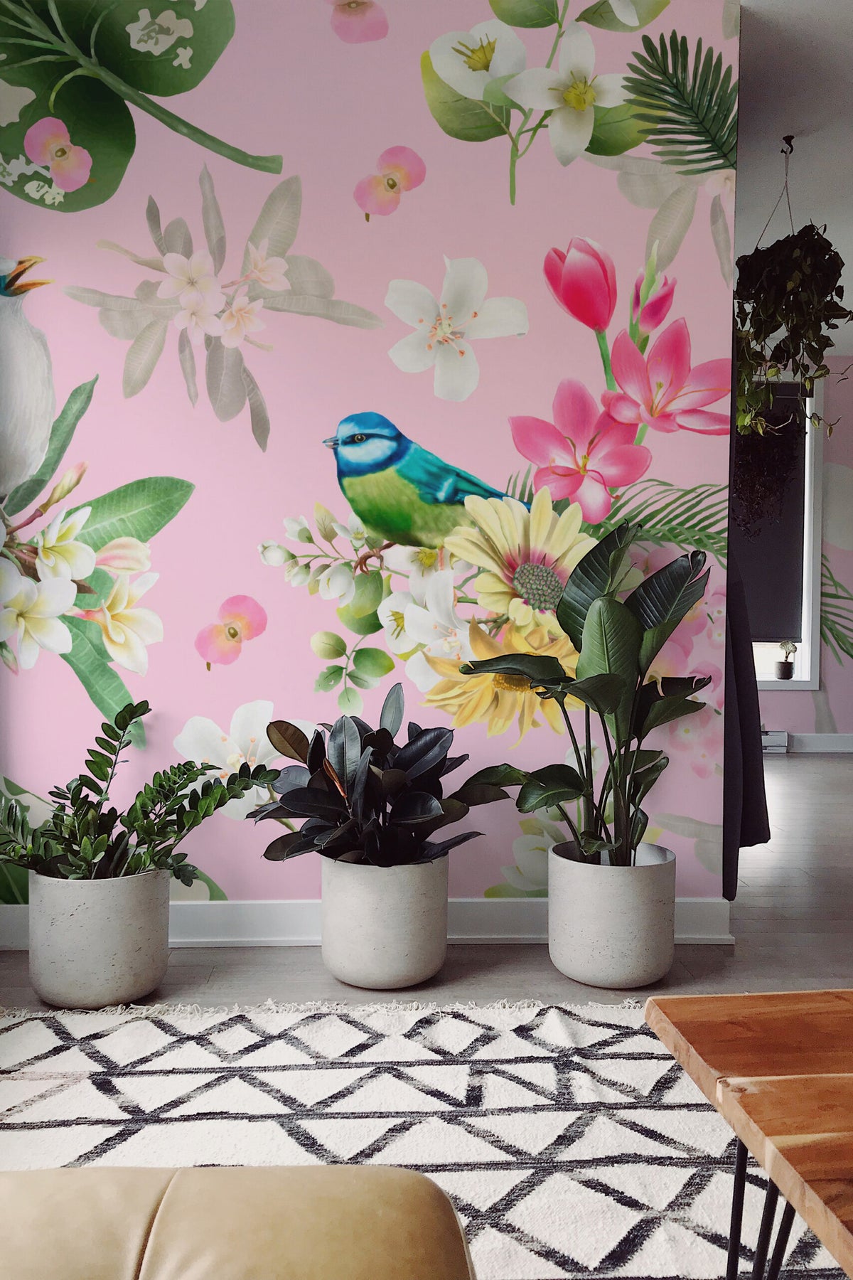 Volière en fleurs · papier peint panoramique, vue 3